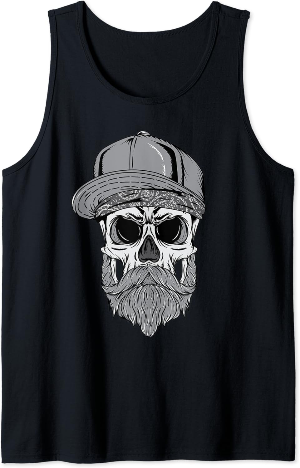 Cool Funny Hipster Skull With Beard And Baseball Cap